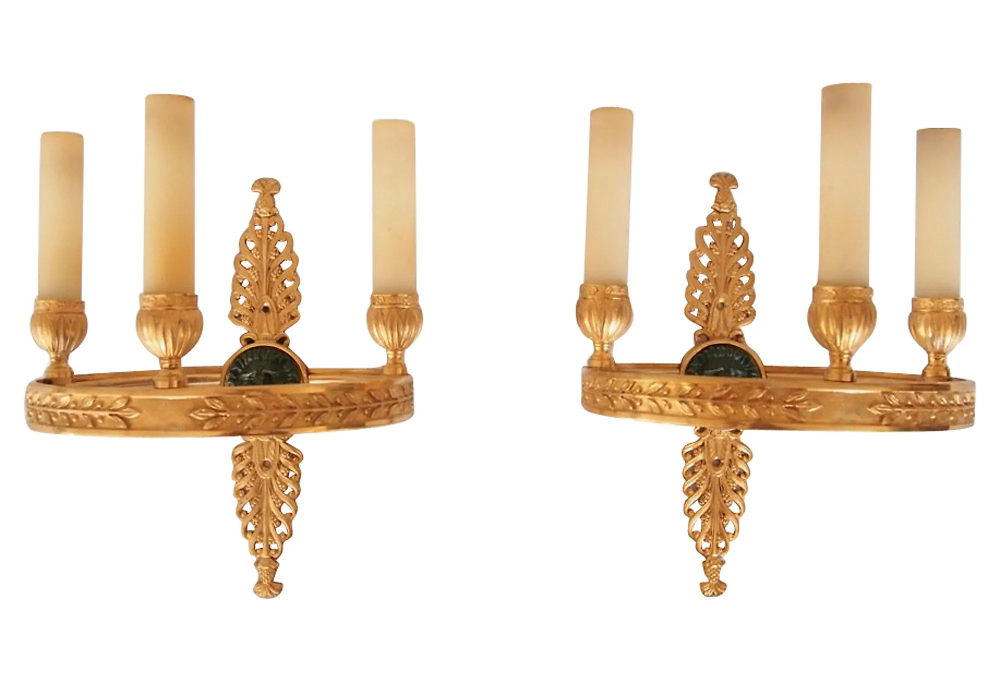 1950s Maison Bagues Empire Sconces - Set of 2 - Something Vintage - Gold