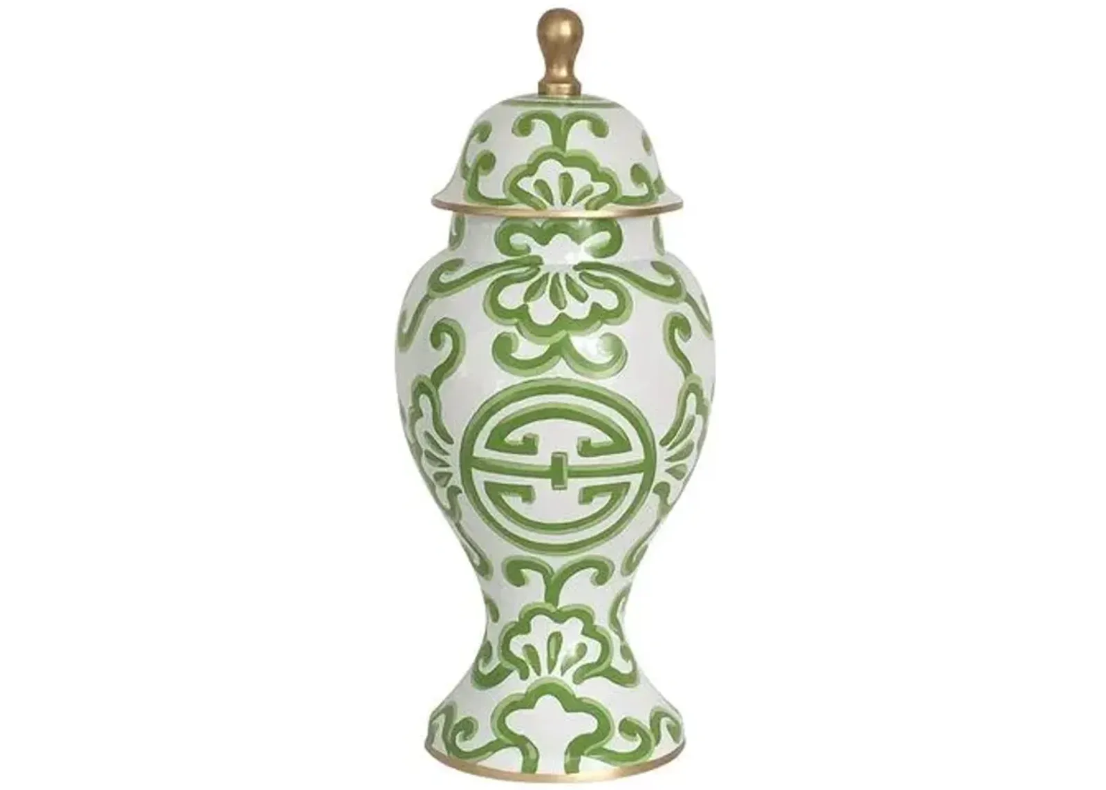 16" Sultan Ginger Jar - Green/White - Dana Gibson