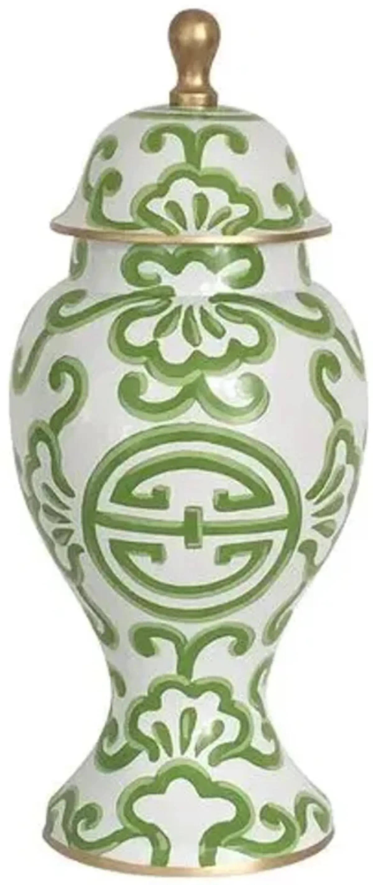 16" Sultan Ginger Jar - Green/White - Dana Gibson