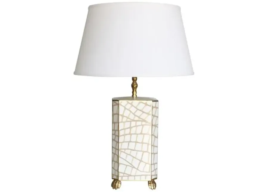 Croc Table Lamp - White/Gold - Dana Gibson