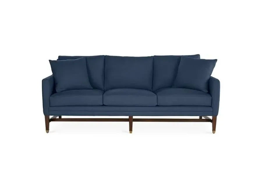 Arden Sofa - Indigo Linen - Handcrafted