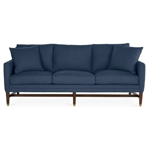 Arden Sofa - Indigo Linen - Handcrafted