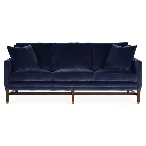 Arden Sofa - Lapis Velvet - Handcrafted