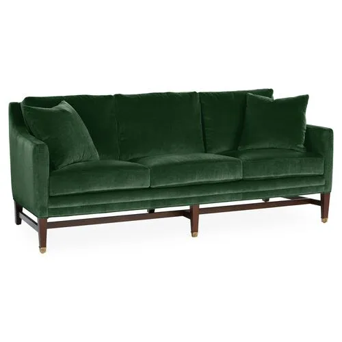 Arden Sofa - Emerald Velvet - Handcrafted