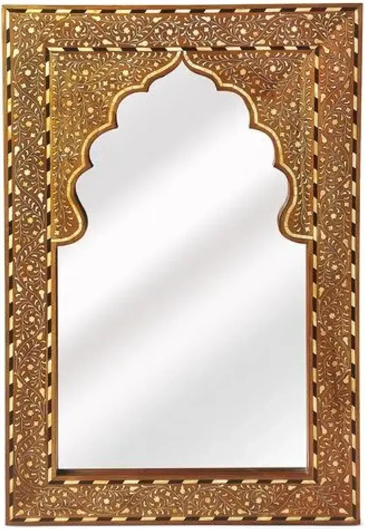 Lorena Bone Inlay Wall Mirror - Brown