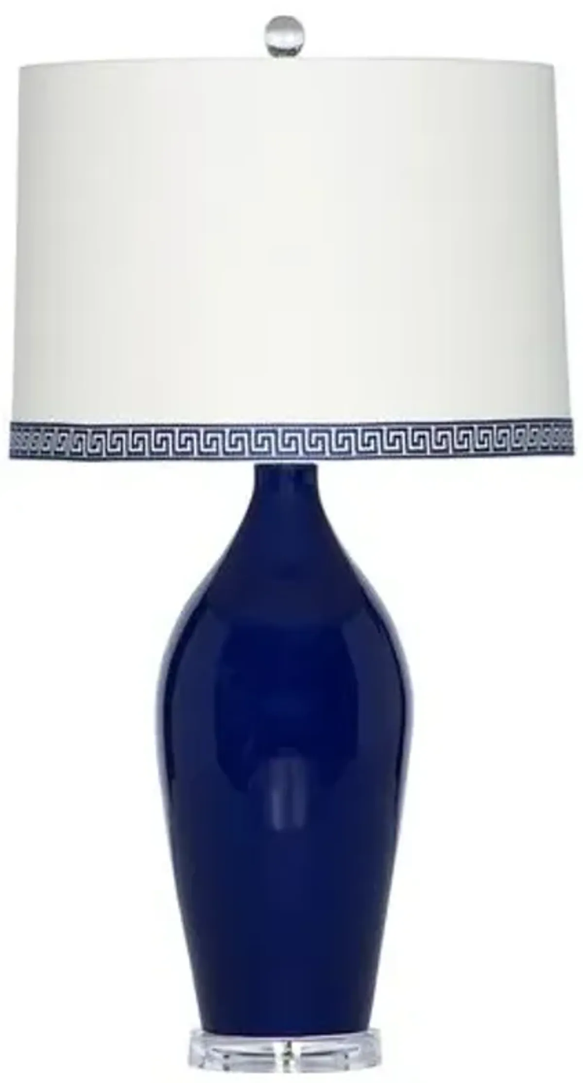 Barclay Butera - Bradburn Home - Rosalie Greek Key Table Lamp - Blue Glaze