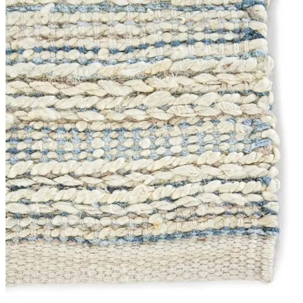 Yarid Flat-Weave Rug - Cream/Blue - Ivory - Ivory