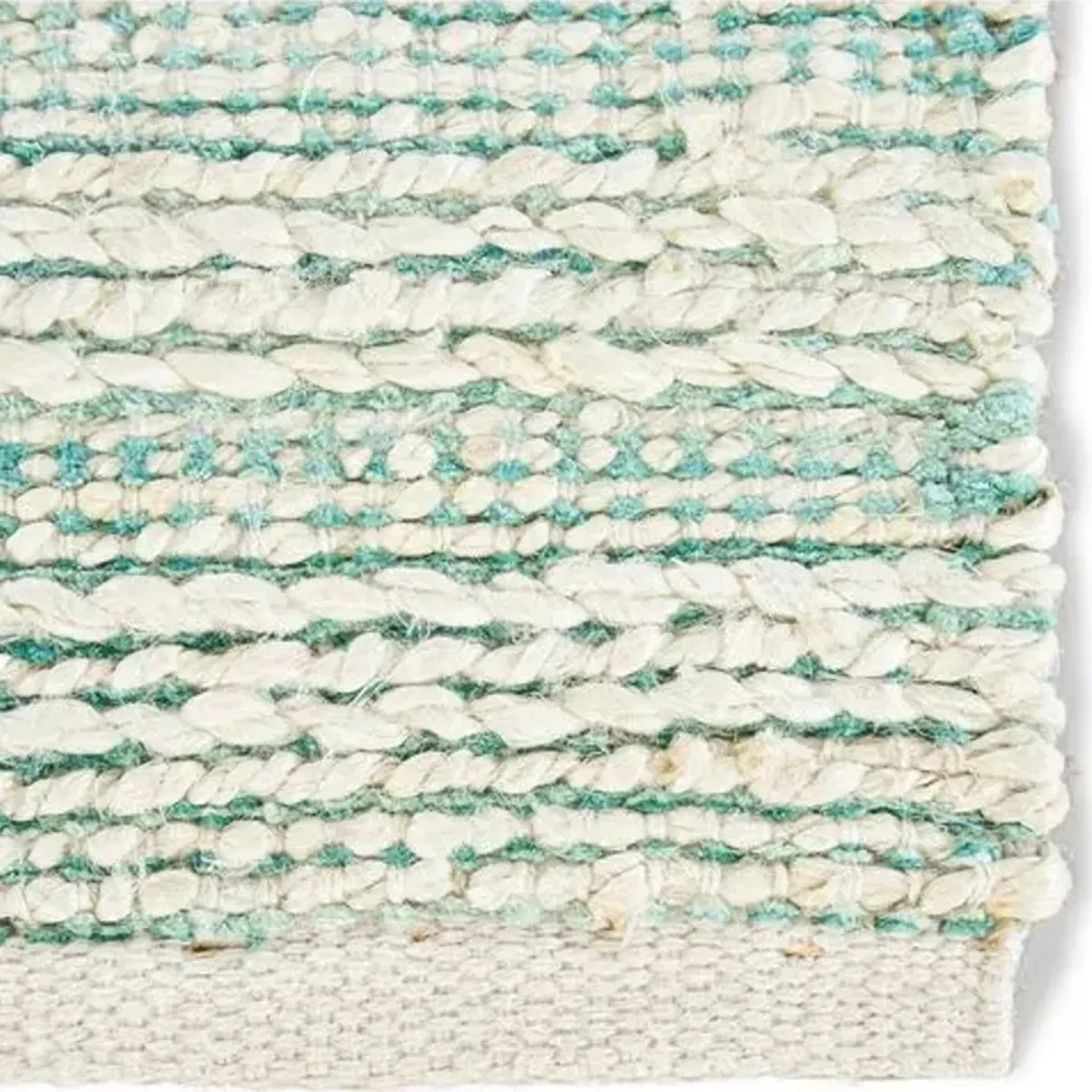 Yarid Flat-Weave Rug - White/Turquoise - Blue - Blue