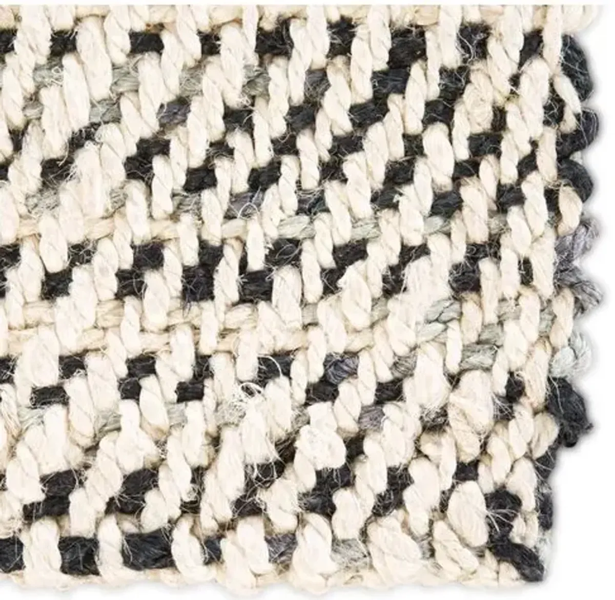 Latimer Jute Rug - White/Black - Ivory - Ivory