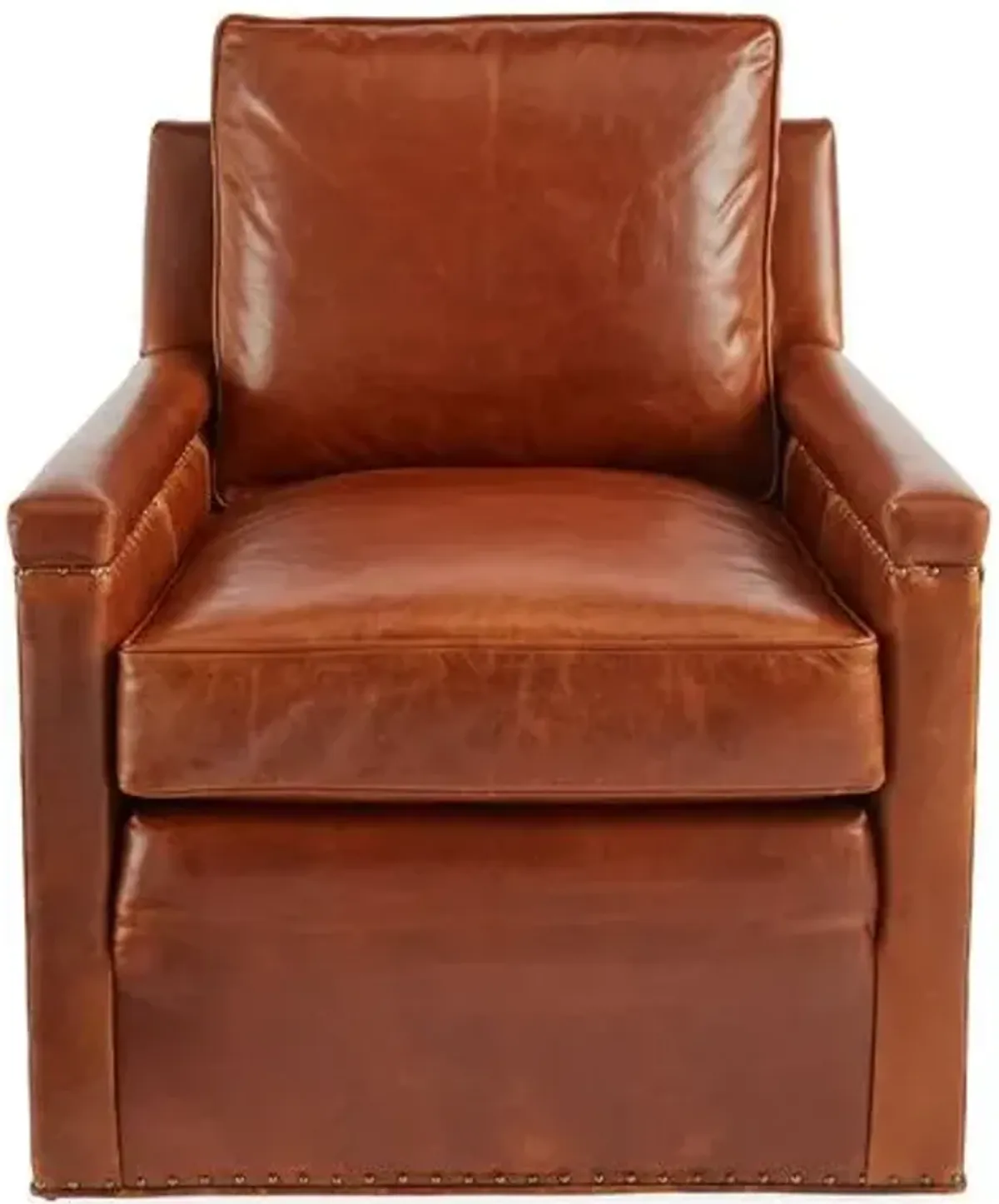 Miller Swivel Chair - Caramel Leather - Massoud