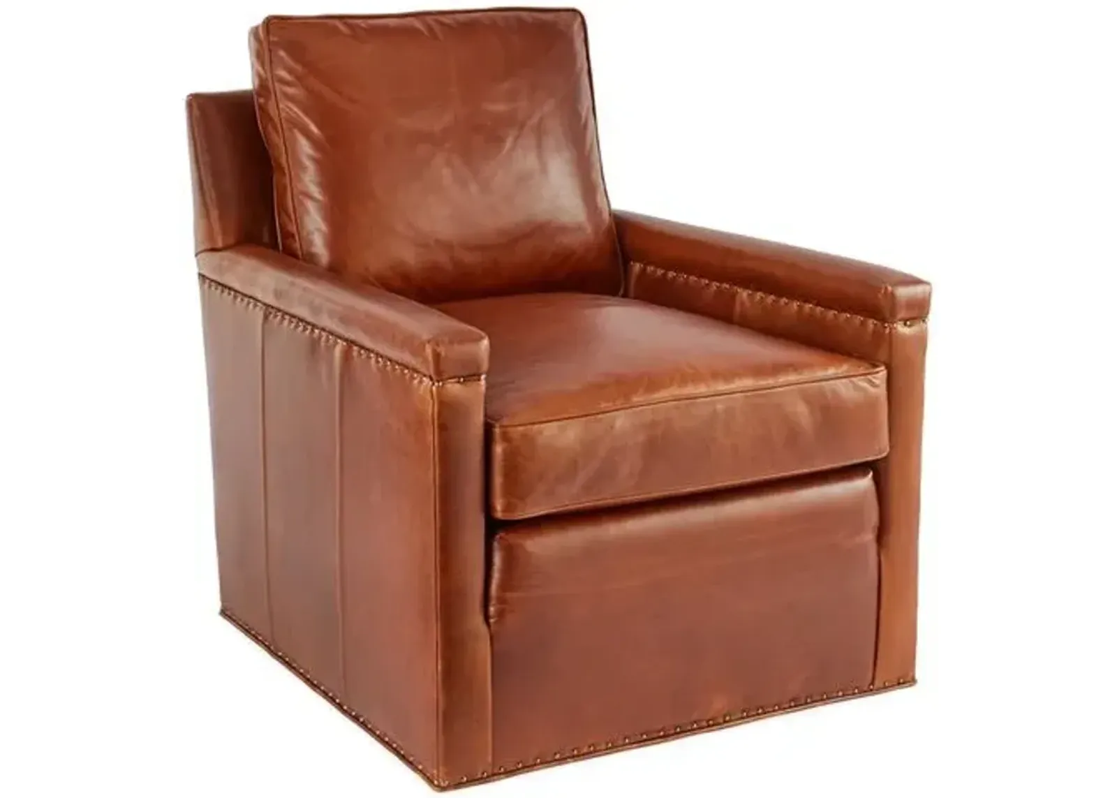 Miller Swivel Chair - Caramel Leather - Massoud