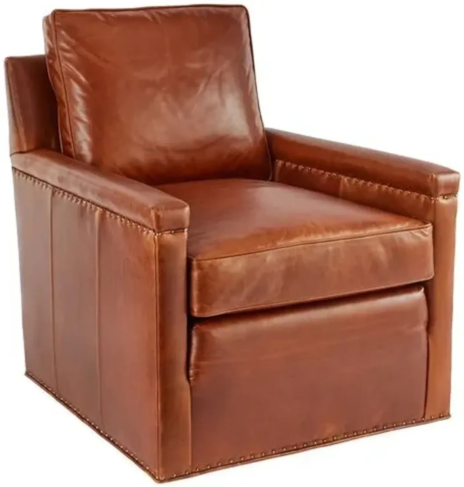 Miller Swivel Chair - Caramel Leather - Massoud