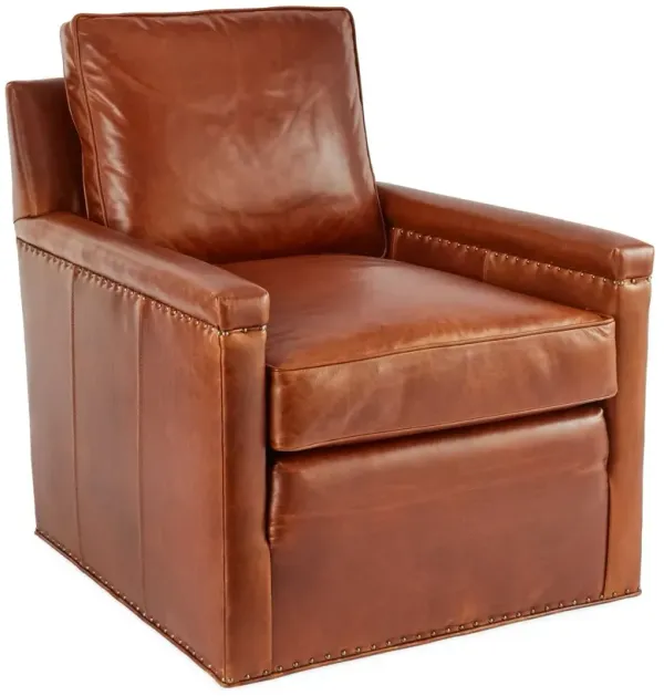 Miller Swivel Chair, Caramel Leather