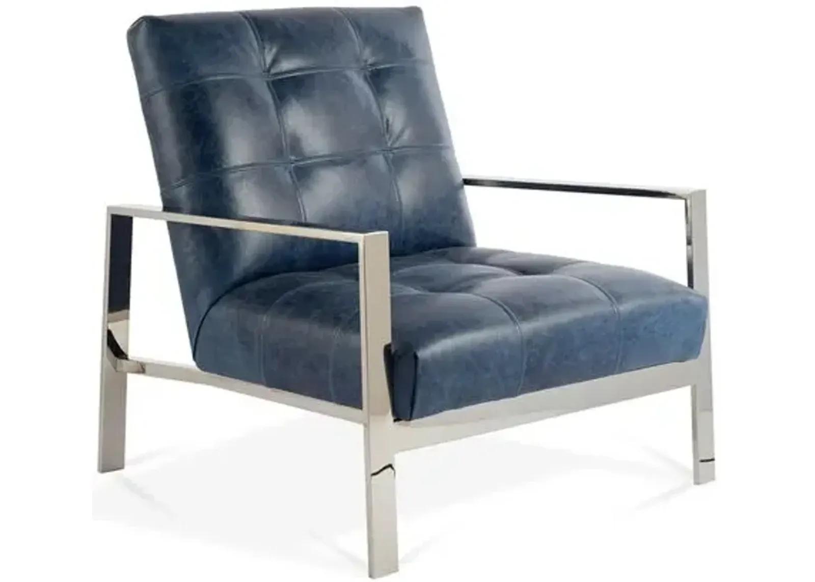 Theo Accent Chair - Ocean Leather - Massoud - Blue, Comfortable, Durable