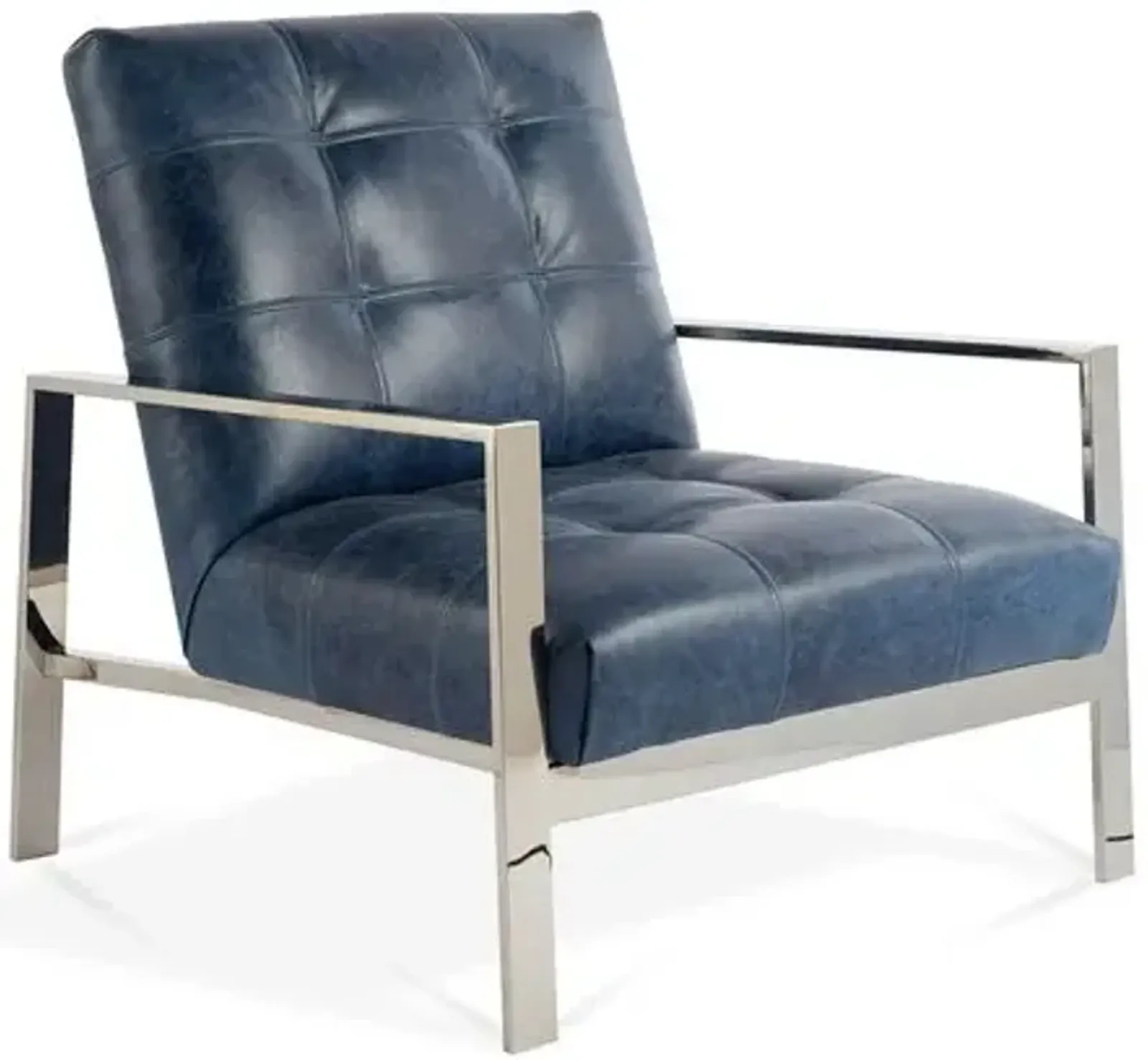 Theo Accent Chair - Ocean Leather - Massoud - Blue, Comfortable, Durable