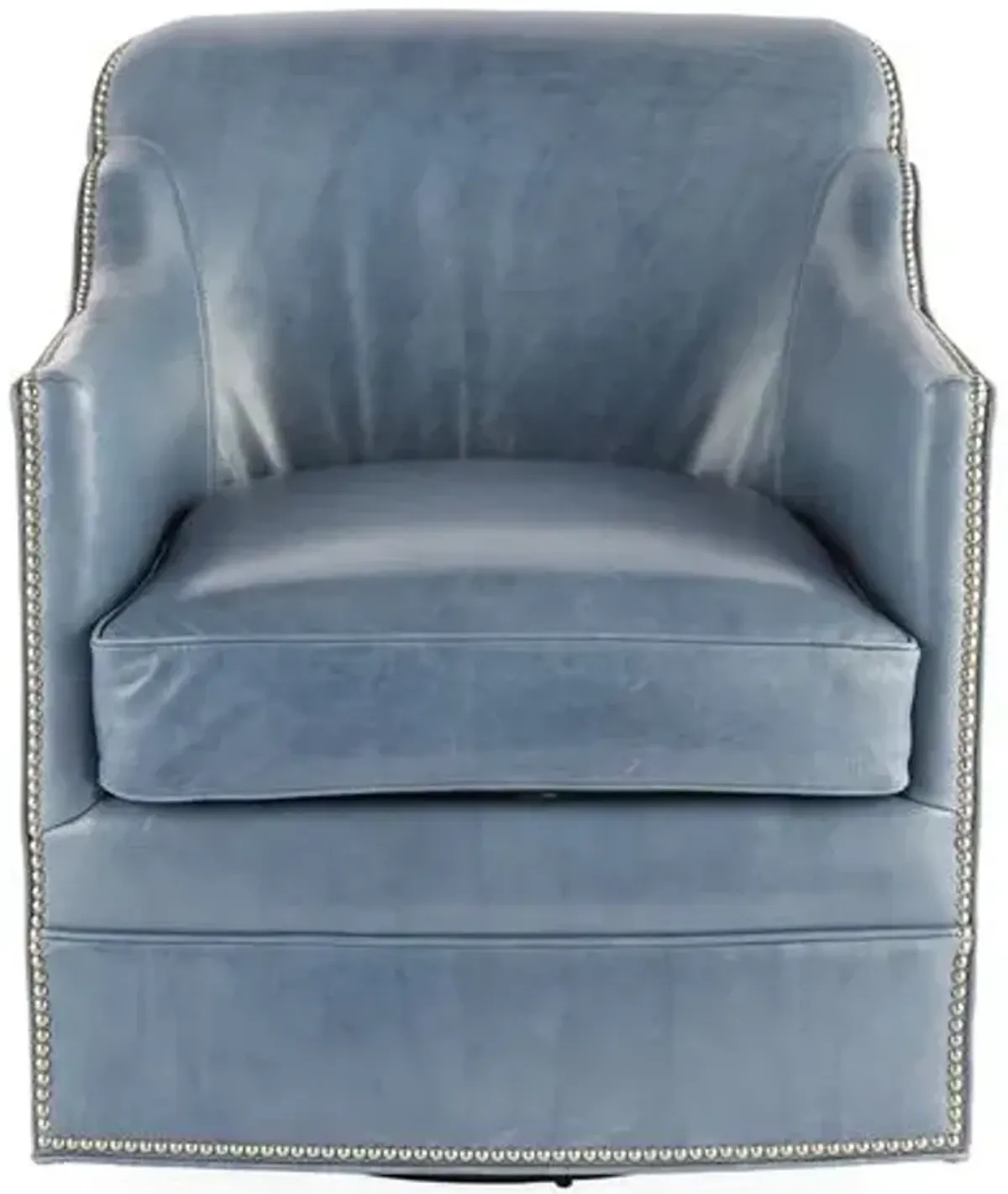 Hughes Swivel Chair - Light Blue Leather - Massoud