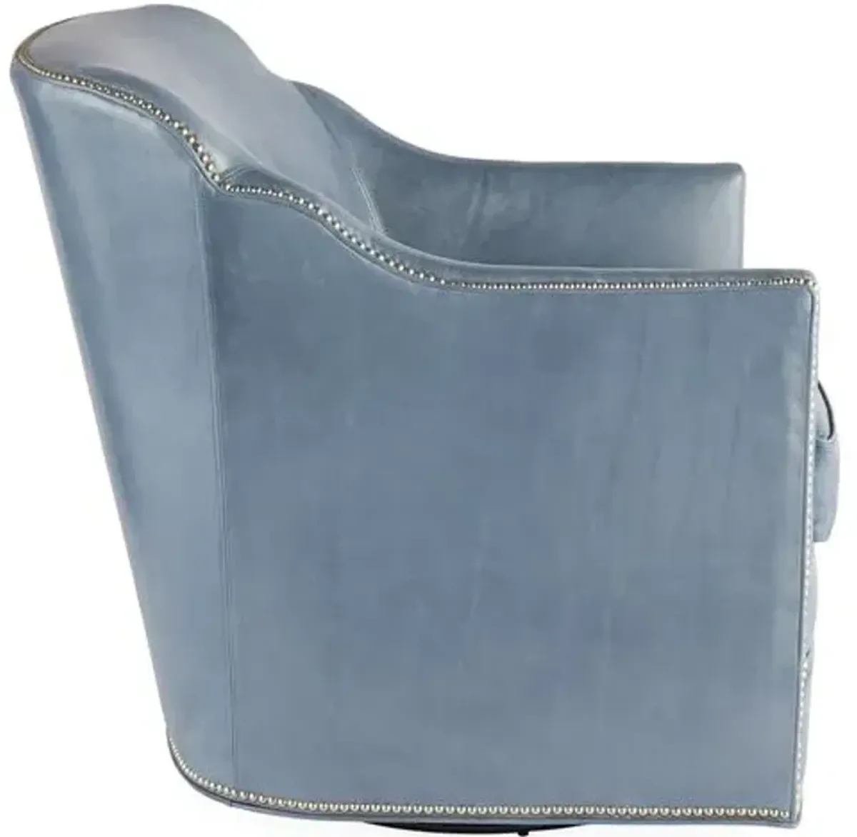 Hughes Swivel Chair - Light Blue Leather - Massoud