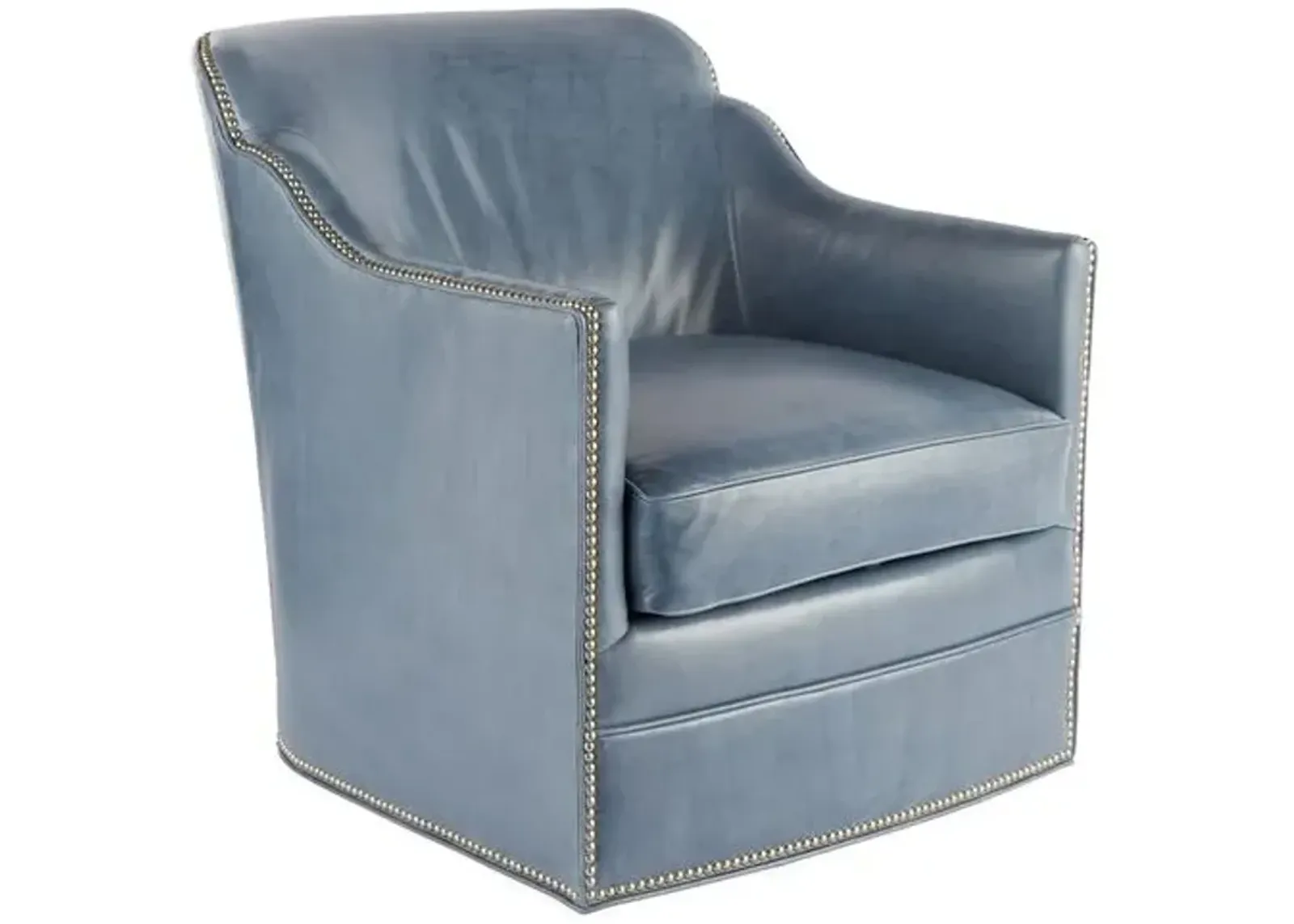 Hughes Swivel Chair - Light Blue Leather - Massoud