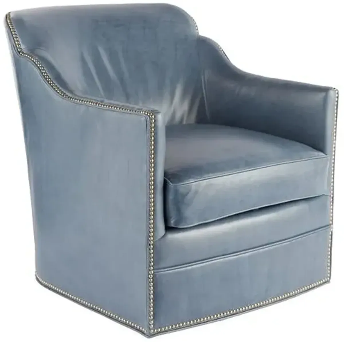 Hughes Swivel Chair - Light Blue Leather - Massoud