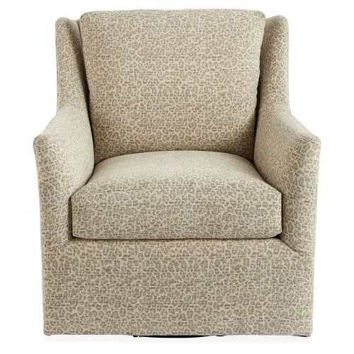 Eckford Swivel Chair - Ivory/Gray - Massoud