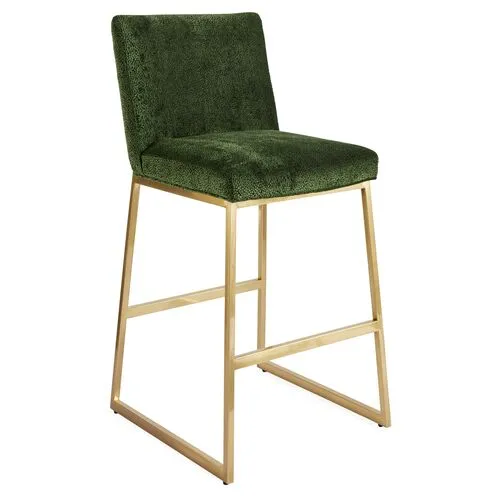 Hollas Barstool - Emerald/Brass - Massoud - Green