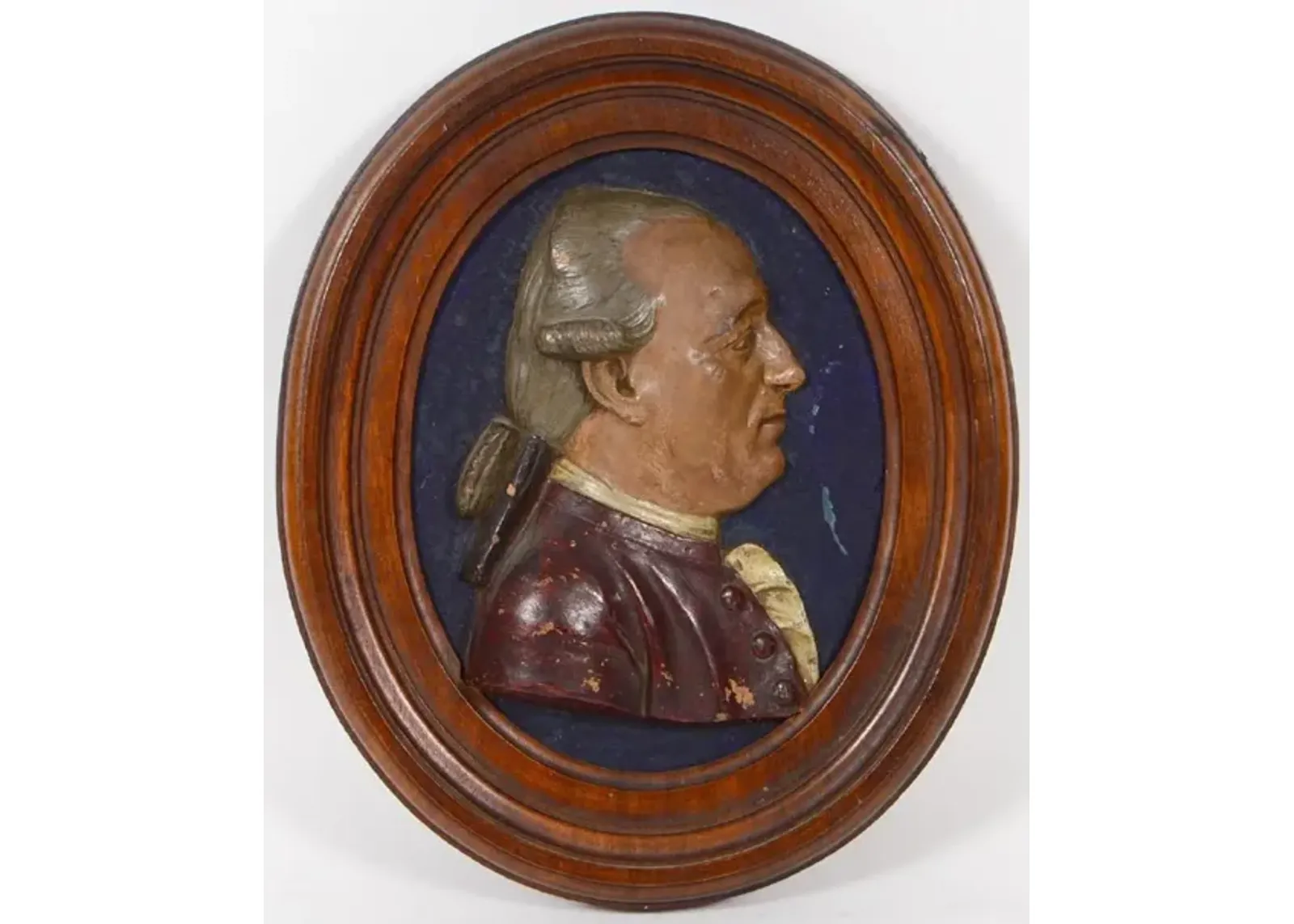 18th-C. Oval Terracotta Portrait Plaque - Vermilion Designs - Brown