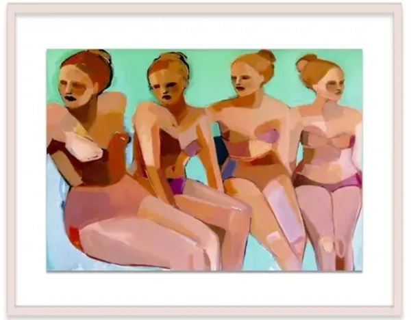 Hayley Mitchell - Four Bathers Painting - Pink