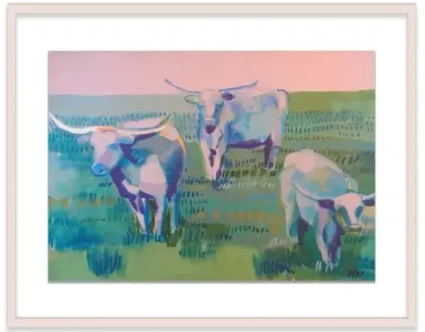 Hayley Mitchell - Longhorns Painting - Blue