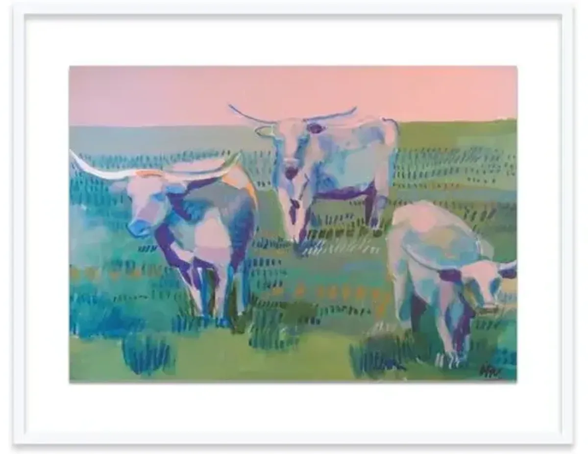 Hayley Mitchell - Longhorns Painting - Blue