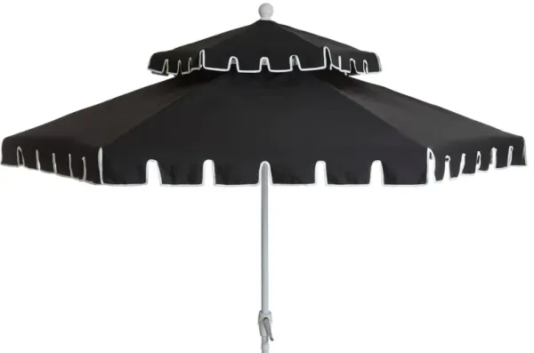 Poppy Two-Tier Patio Umbrella - Sunbrella - Black