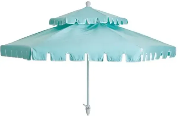 Poppy Two-Tier Patio Umbrella - Sunbrella - Blue