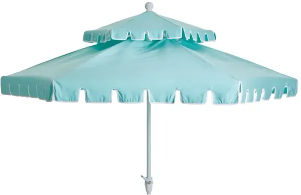 Poppy Two-Tier Patio Umbrella - Sunbrella - Blue