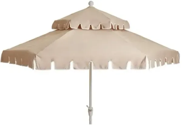 Poppy Two-Tier Patio Umbrella - Sunbrella - Beige