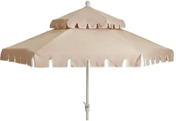 Poppy Two-Tier Patio Umbrella - Sunbrella - Beige