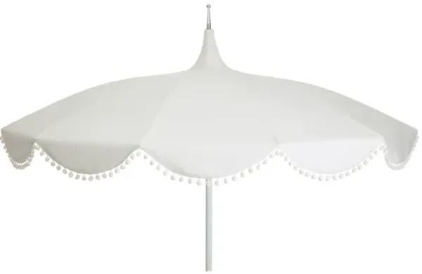 Dani Pom-Pom Patio Umbrella - Sunbrella - White