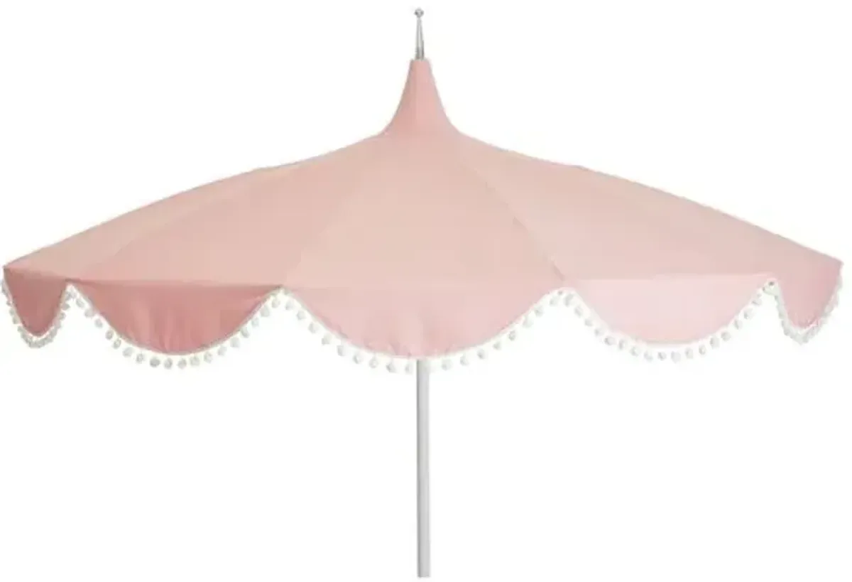 Dani Pom-Pom Patio Umbrella - Light Pink