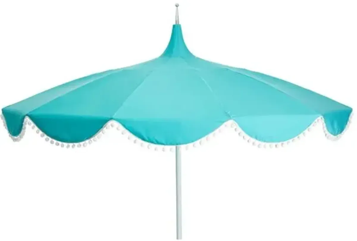 Dani Pom-Pom Patio Umbrella - Aqua - Blue