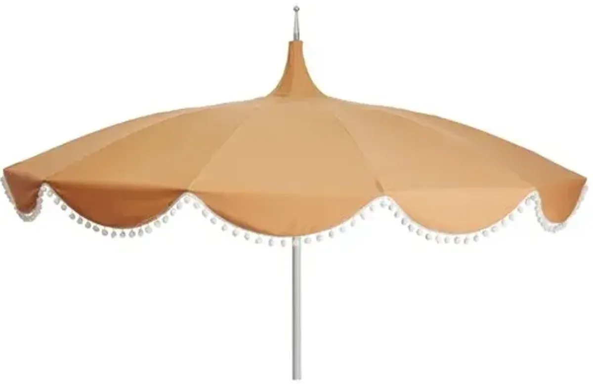 Dani Pom-Pom Patio Umbrella - Sunbrella - Beige