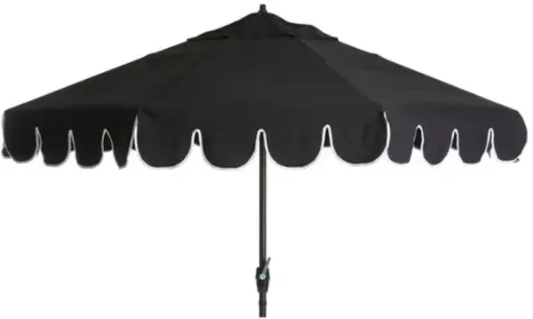 Phoebe Scallop-Edge Patio Umbrella - Sunbrella - Black