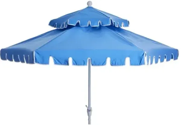 Poppy Two-Tier Patio Umbrella - Sunbrella - Blue