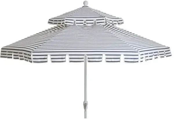 Poppy Two-Tier Patio Umbrella - Sunbrella - Blue