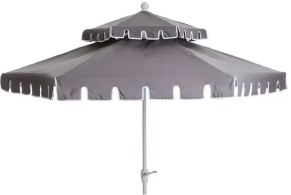Poppy Two-Tier Patio Umbrella - Sunbrella - Gray