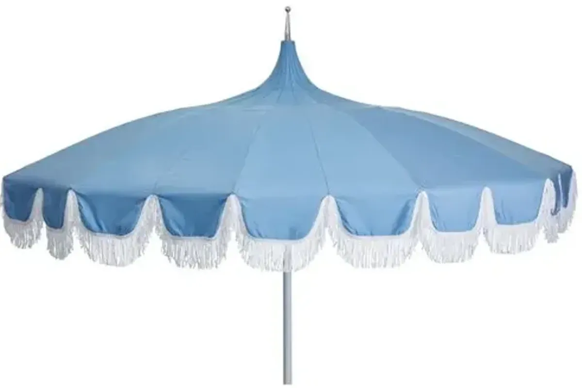 Aya Fringe Patio Umbrella - Light Blue