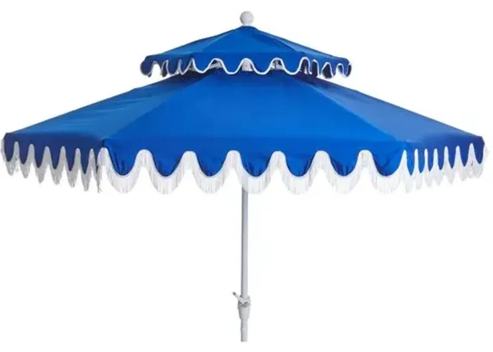 Daiana Two-Tier Fringe Patio Umbrella - Blue