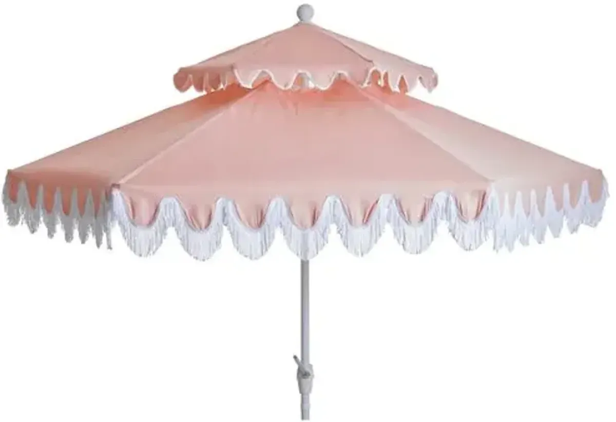 Daiana Two-Tier Fringe Patio Umbrella - Light Pink