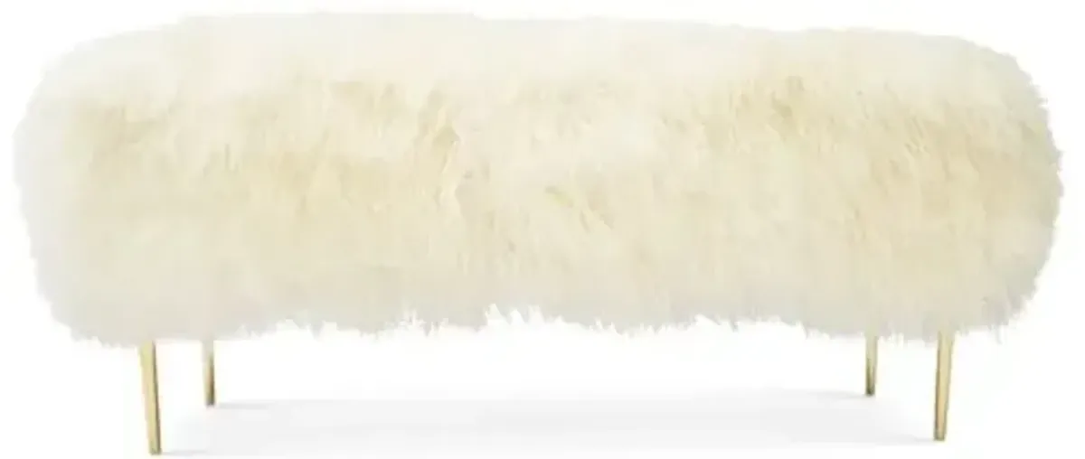 Curly Tibetan Mandy Bench - Warm White - Le-Coterie - Ivory