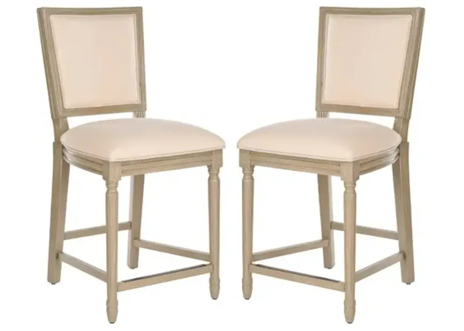 Set of 2 Norwich Counter Stools - Light Beige Linen