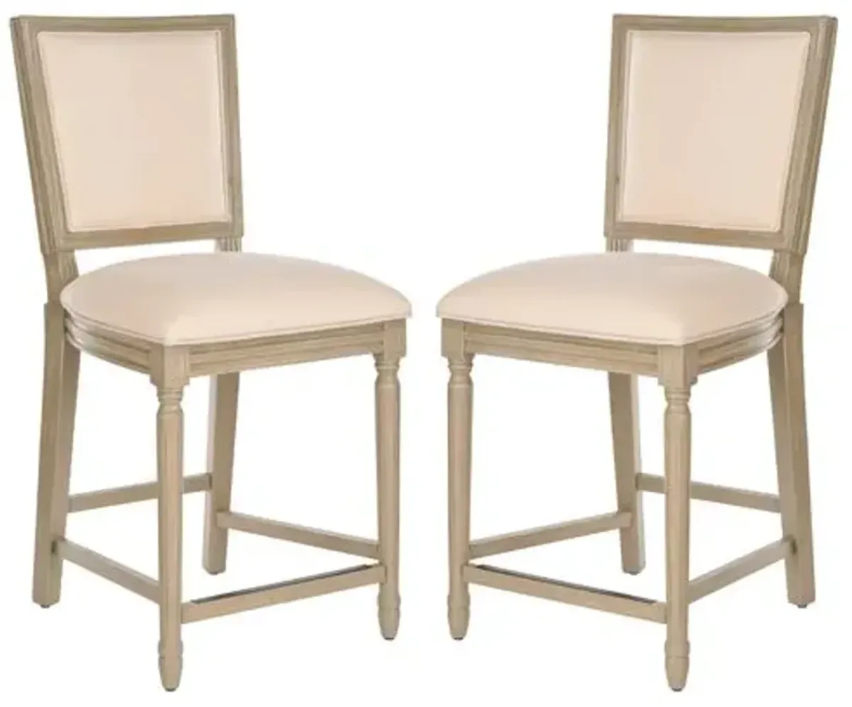 Set of 2 Norwich Counter Stools - Light Beige Linen