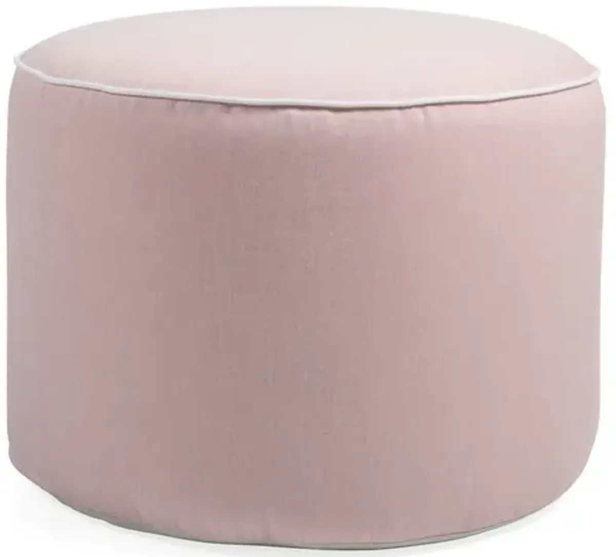 Lola Round Outdoor Pouf - Blush Pink/White