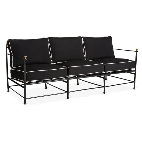 Frances Outdoor Sofa - Black/White Welt